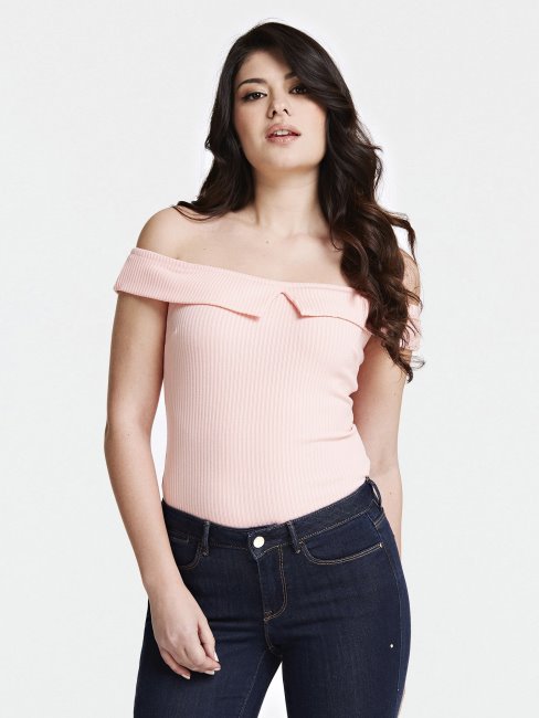Top Côtelé Rose Clair Guess