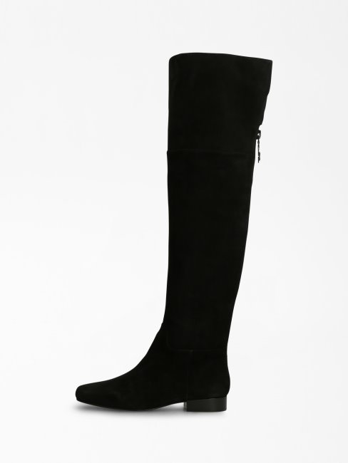 Botte Guess Finnola En Cuir Véritable Noir