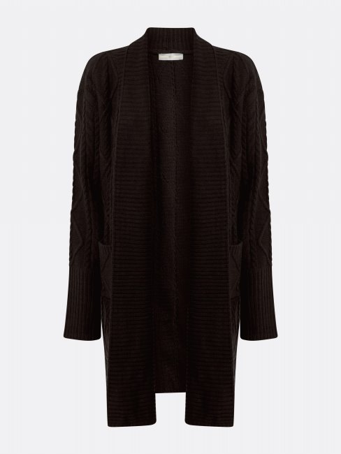 Guess Cardigan Noir En Laine Mélangée