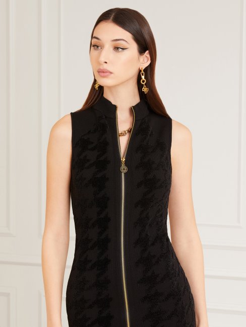 Robe Pull Marciano Pied De Poule Noir Guess