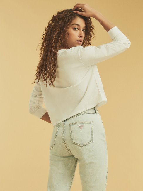 Tee Shirt Guess Court Logo Blanc