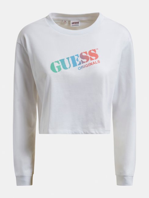 Tee Shirt Guess Court Logo Blanc