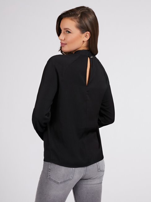 Chemisier En Satin Drapé Guess Noir