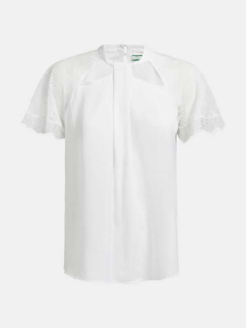 Top En Satin Avec Empiècement En Dentelle Blanc Guess