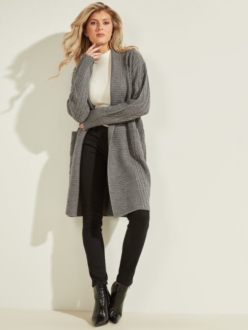 Cardigan Gris En Laine Mélangée Guess