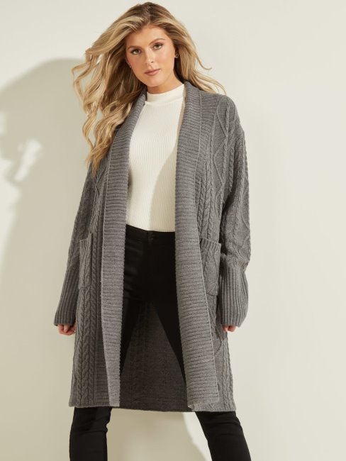 Cardigan Gris En Laine Mélangée Guess