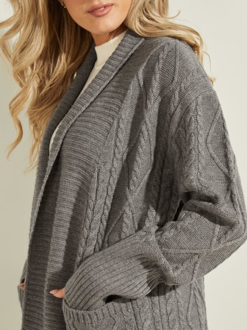 Cardigan Gris En Laine Mélangée Guess