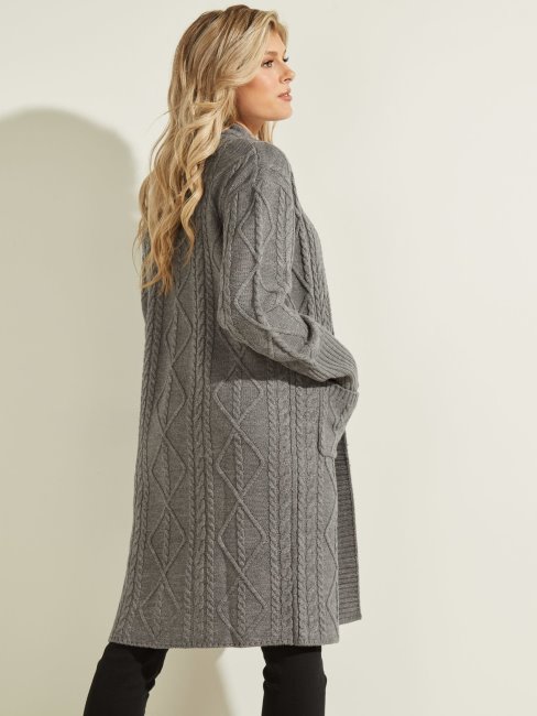 Cardigan Gris En Laine Mélangée Guess