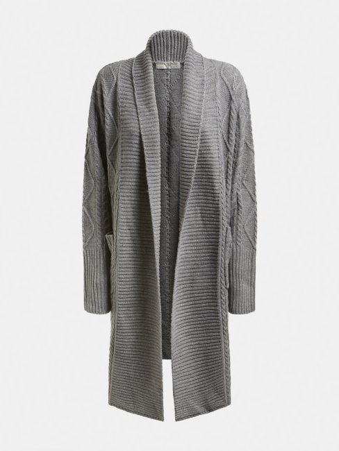 Cardigan Gris En Laine Mélangée Guess