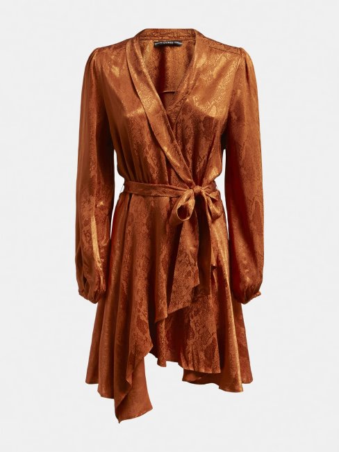 Peignoir Orange Ceinturée En Viscose Guess