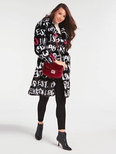 Gwen Sac à Bandoulière En Fausse Fourrure Guess Rouge