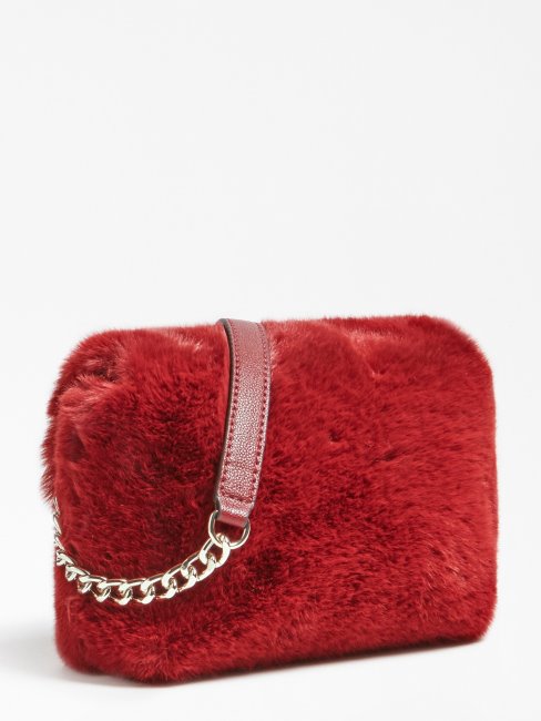 Gwen Sac à Bandoulière En Fausse Fourrure Guess Rouge