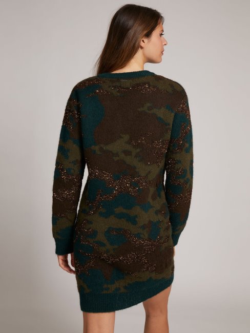 Robe Camouflage En Laine Mélangée Guess Camouflage