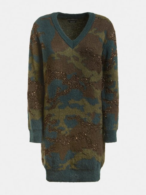 Robe Camouflage En Laine Mélangée Guess Camouflage