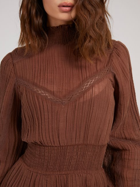 Robe En Coton Mélangé Guess Marron