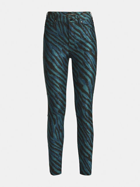 Pantalon Skinny Turquoise à Imprimé Animalier Guess