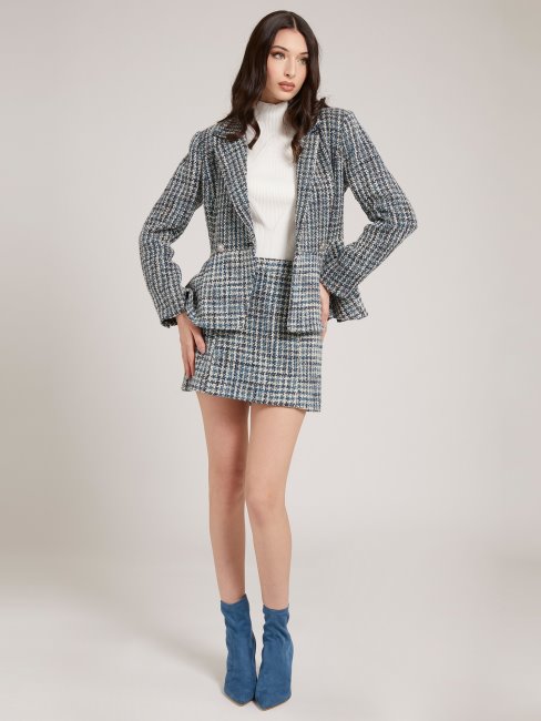 Pull Guess Côtelé Col Roulé Blanc