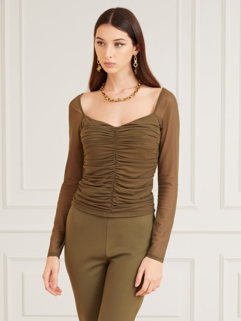 Haut En Tulle Drapé Vert Guess Marciano