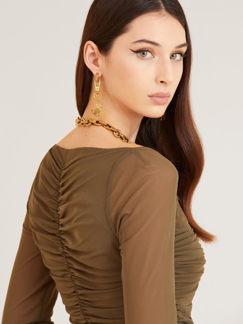 Haut En Tulle Drapé Vert Guess Marciano