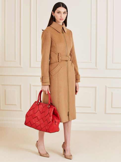 Guess Giorgia Luxe Sac à Main En Cuir Véritable Rouge