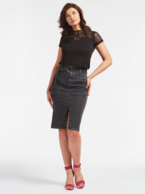 Haut Noir à Empiècement En Dentelle Guess