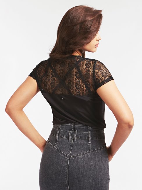 Haut Noir à Empiècement En Dentelle Guess