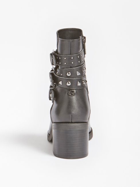 Guess Bottines Colleen Noires En Cuir Véritable