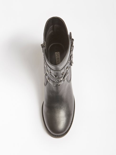 Guess Bottines Colleen Noires En Cuir Véritable