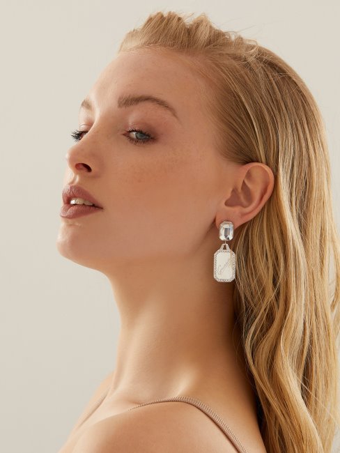 Boucles D'oreilles Tag' Cristal Argent Guess