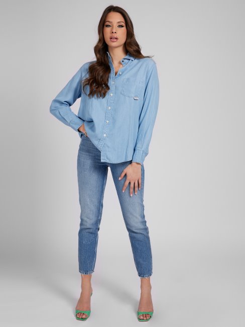 Chemise En Jean Coupe Oversize Bleue Guess