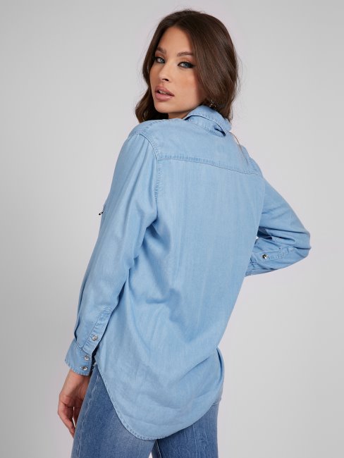 Chemise En Jean Coupe Oversize Bleue Guess