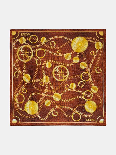 Foulard Corily Chaine 4g Logo Marron Guess