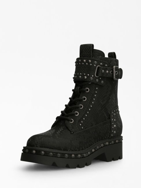 Guess Variel Imprimé Python Botte De Combat Noire