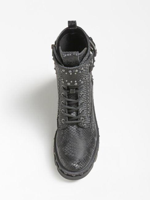 Guess Variel Imprimé Python Botte De Combat Noire