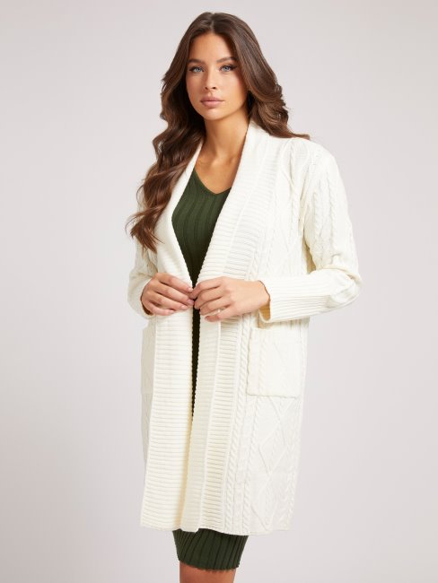 Guess Cardigan En Laine Mélangée Blanc