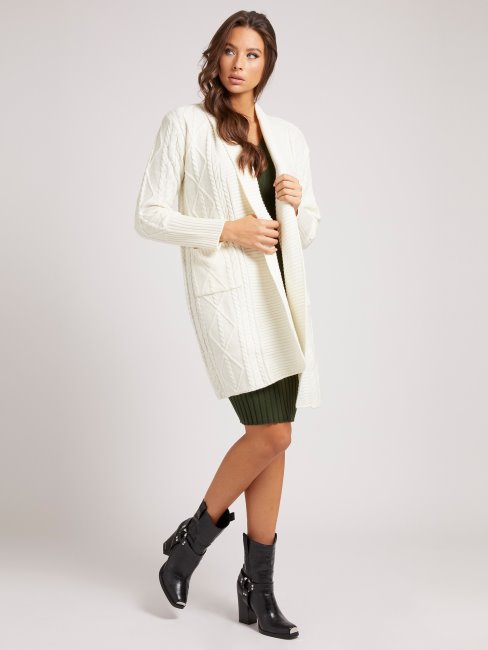 Guess Cardigan En Laine Mélangée Blanc