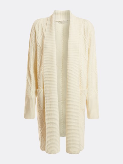 Guess Cardigan En Laine Mélangée Blanc