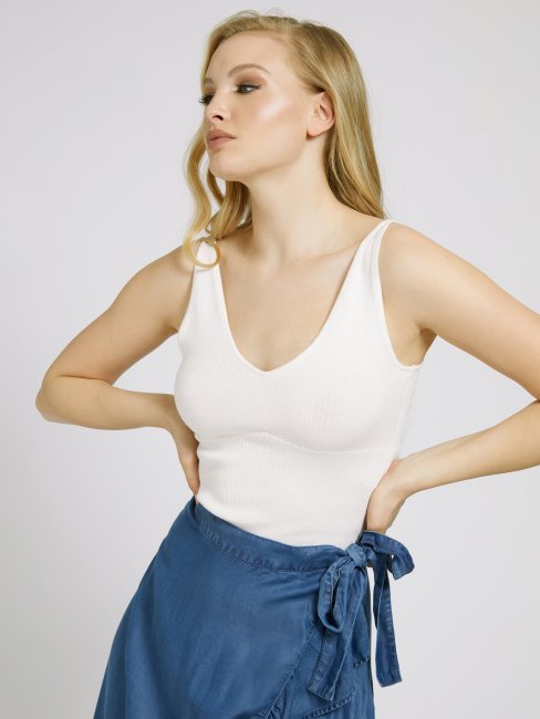 Pull Sans Manches Blanc Guess