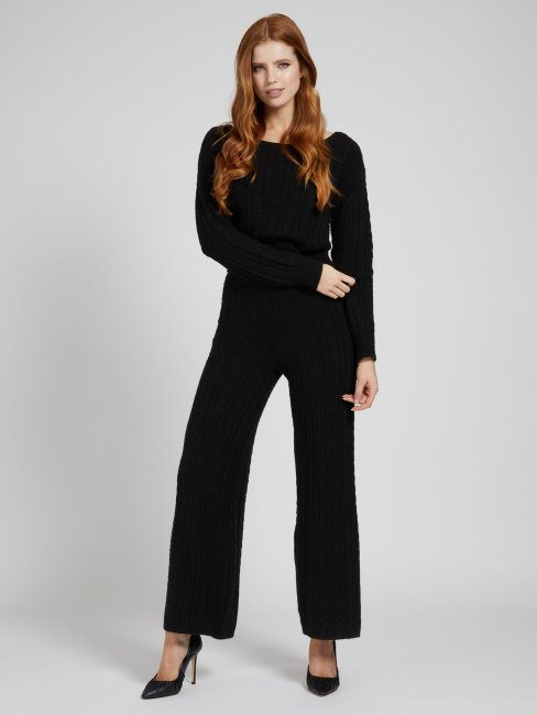 Pantalon Pull Torsadé Noir Guess