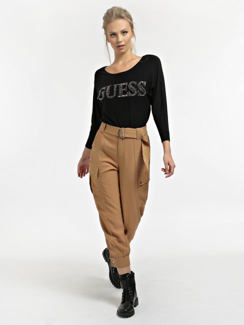 Détails Bijou Pull Logo Guess Noir