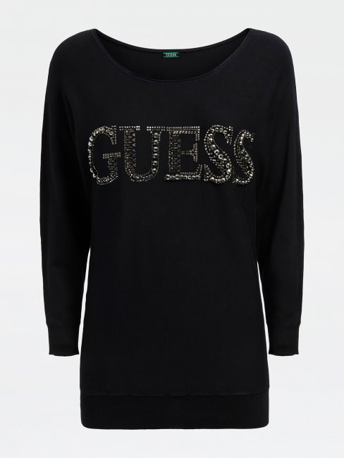 Détails Bijou Pull Logo Guess Noir
