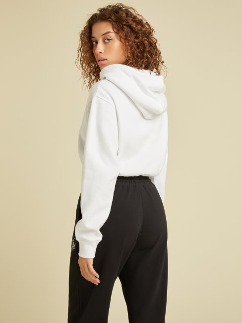 Sweat à Capuche Court Guess Blanc