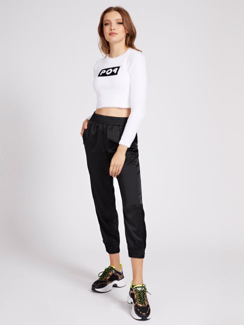 Pull Col Rond Crop Fit Blanc Guess