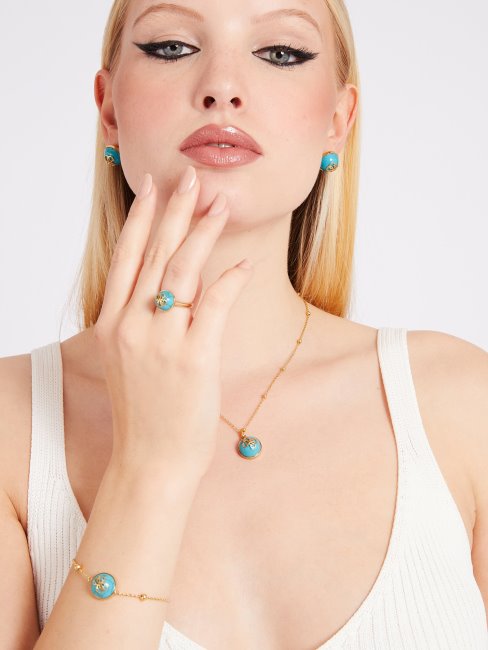 Bague Guess 4g Logo Boule Bleu Clair