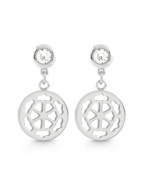 Guess Boucles D'oreilles En Argent Avec Pivoines En Fleurs