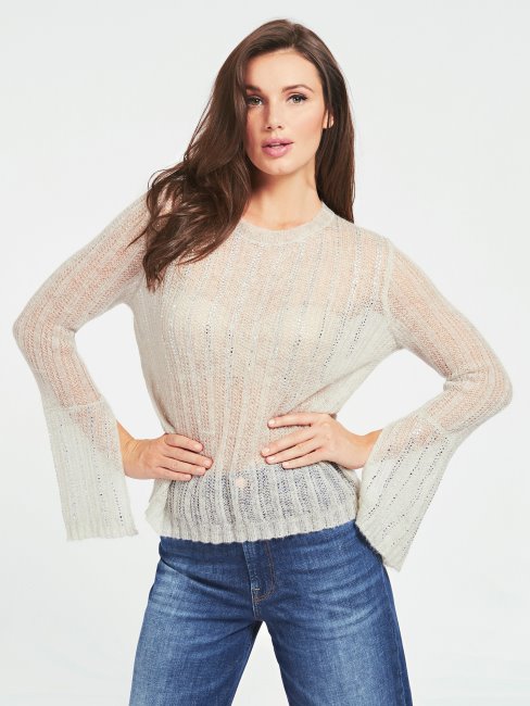 Pull Col Bateau Strass Guess Gris Multi