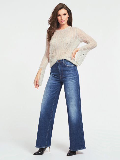 Pull Col Bateau Strass Guess Gris Multi