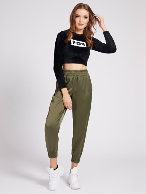 Pull Col Rond Crop Fit Noir Guess