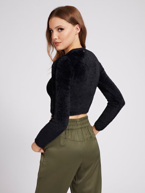 Pull Col Rond Crop Fit Noir Guess