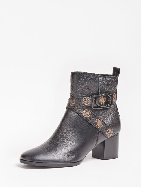 Bottine Guess Noire En Cuir Véritable Patiné